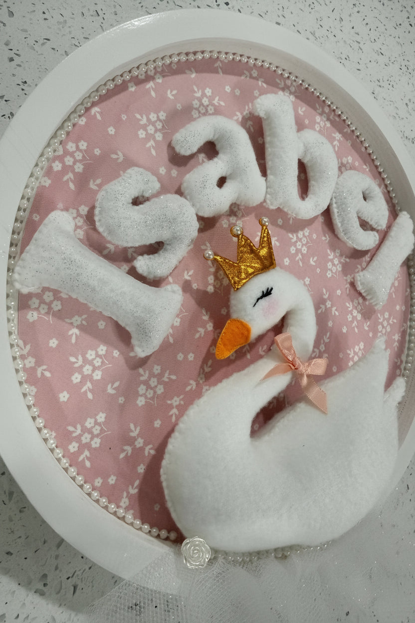 Swan Nursery Decor/ Door Sign - Personalized