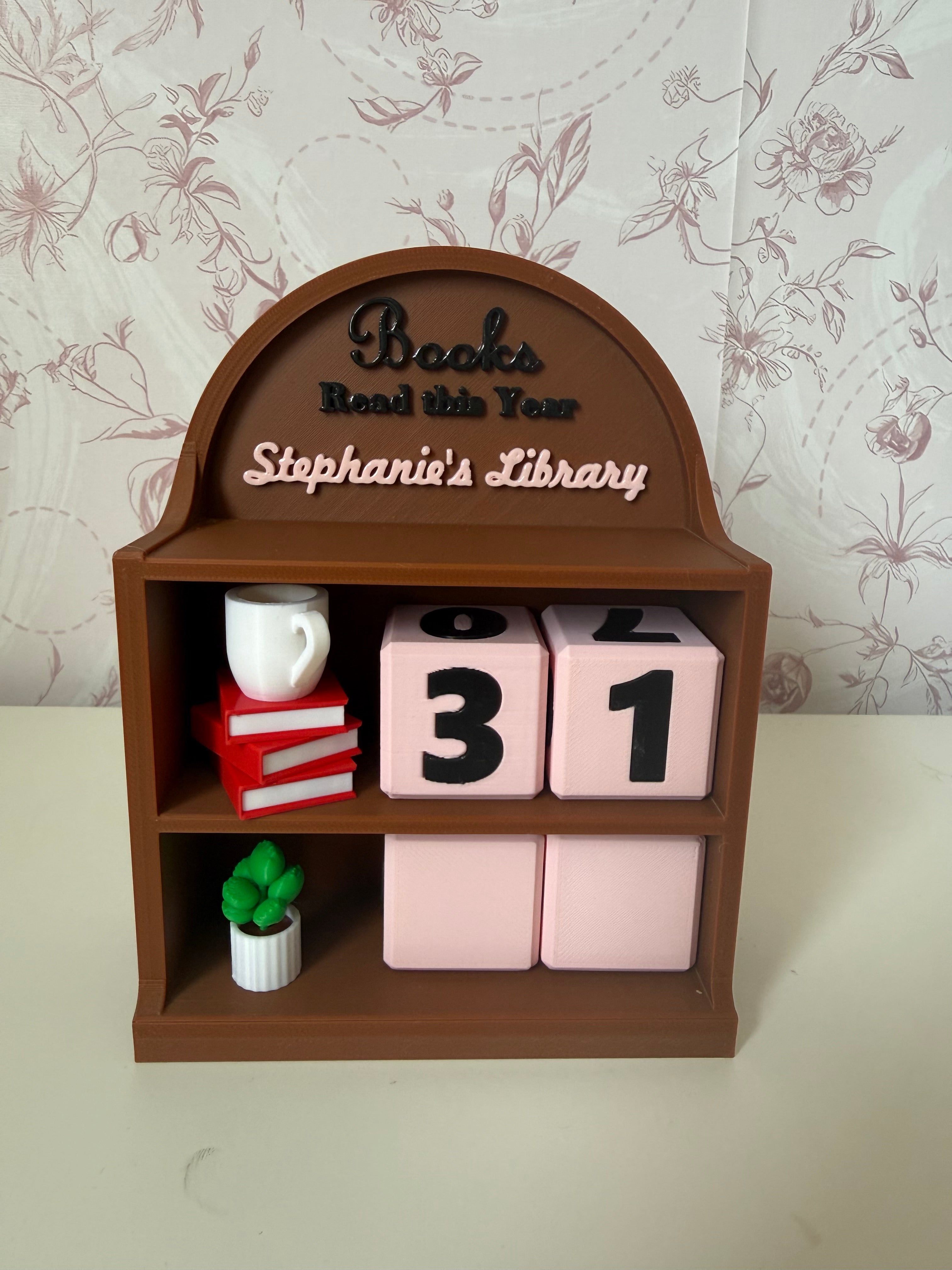 Personalized Book Counter Shelf | Reading Tracker | 3D Printed Nook Decor