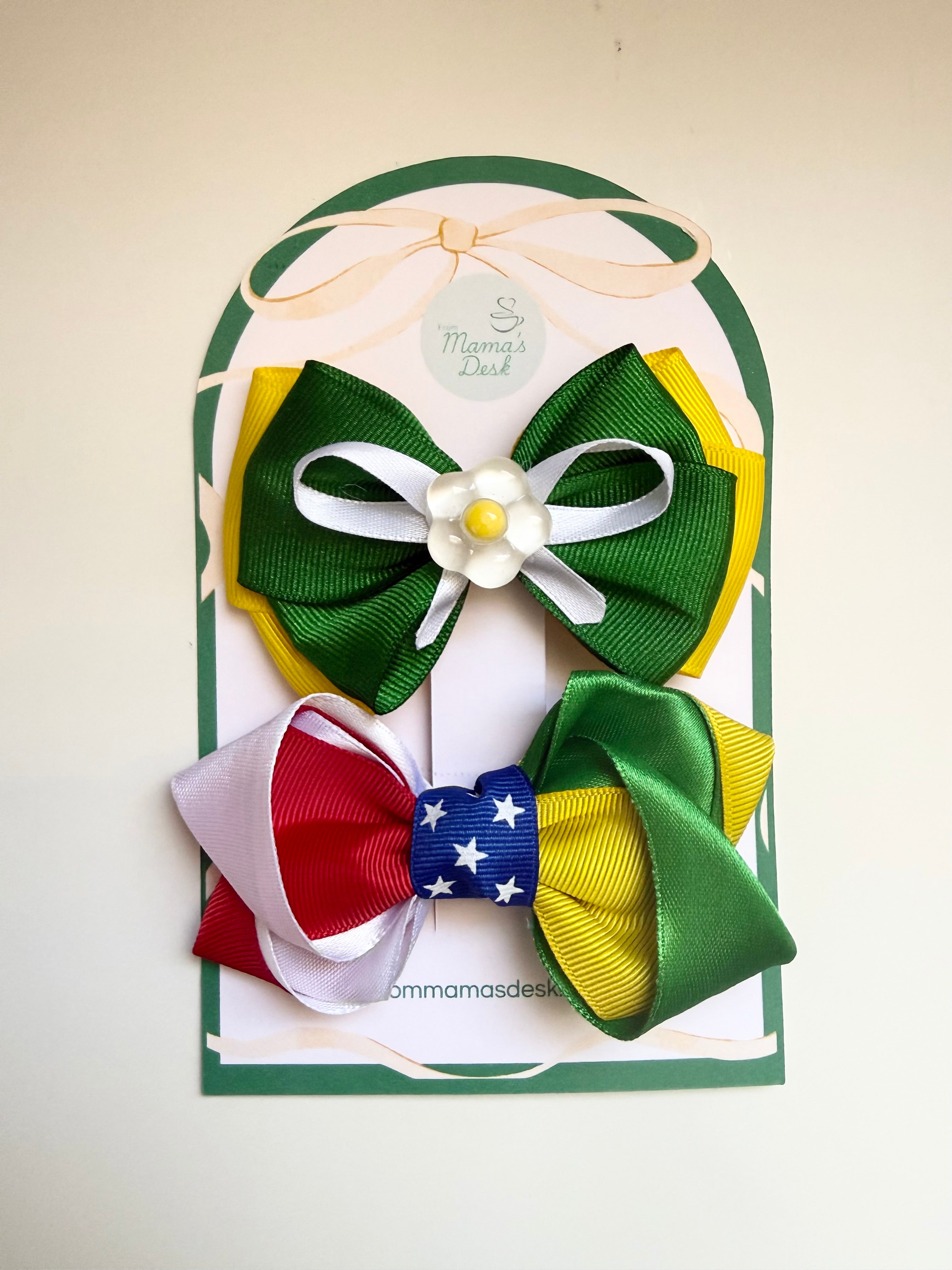 Personalized Country Hair Bows - Set of 2