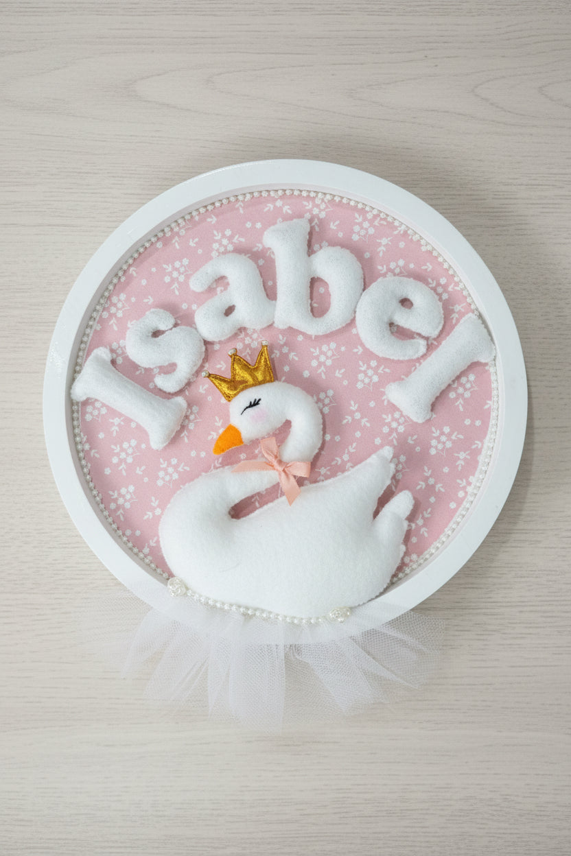Swan Nursery Decor/ Door Sign - Personalized