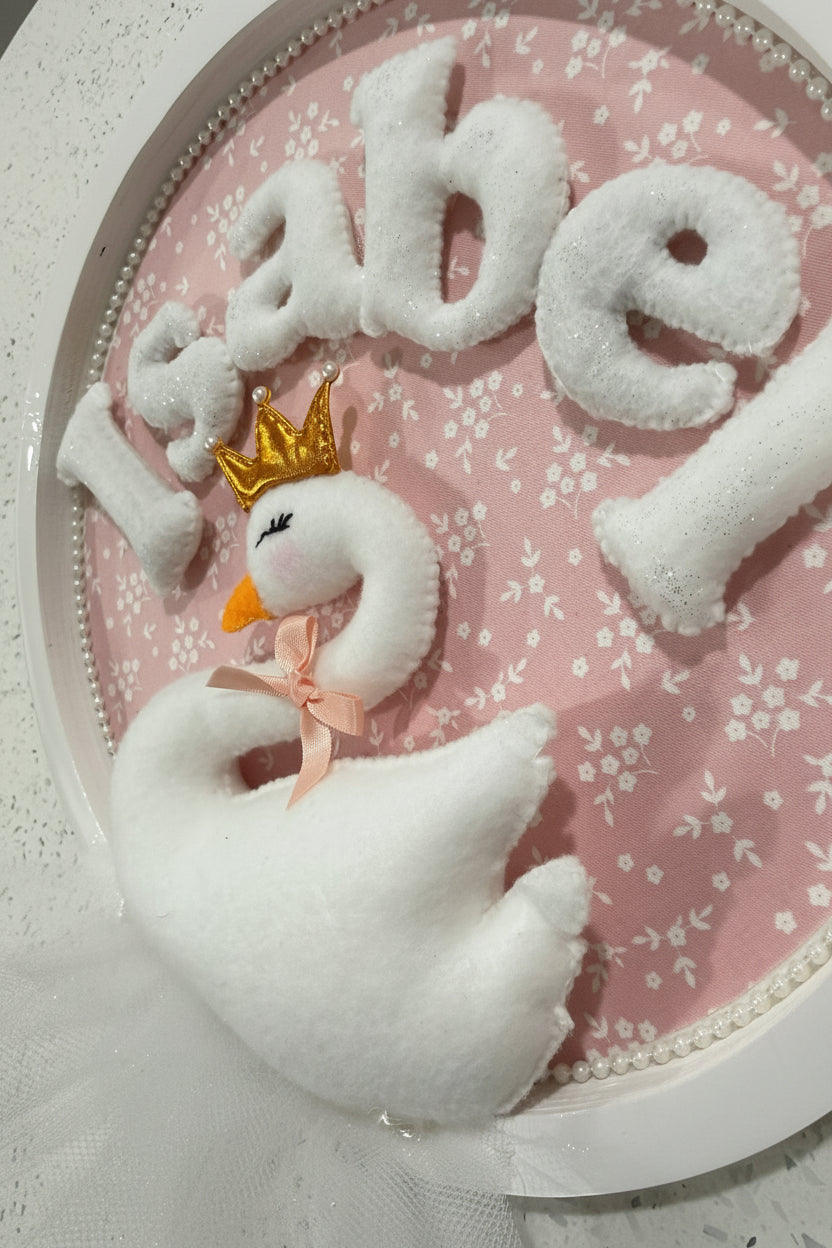 Swan Nursery Decor/ Door Sign - Personalized