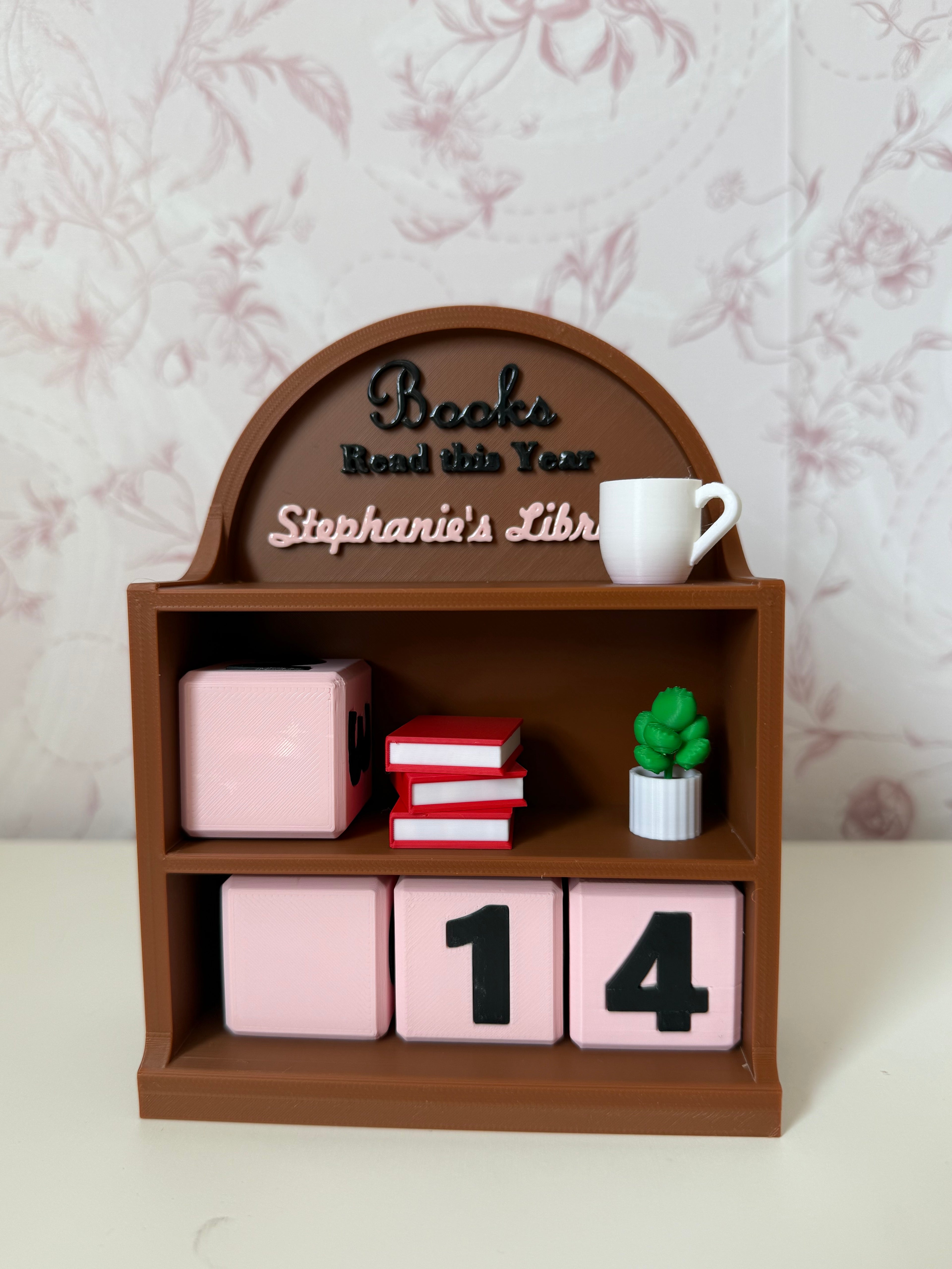 Personalized Book Counter Shelf | Reading Tracker | 3D Printed Nook Decor