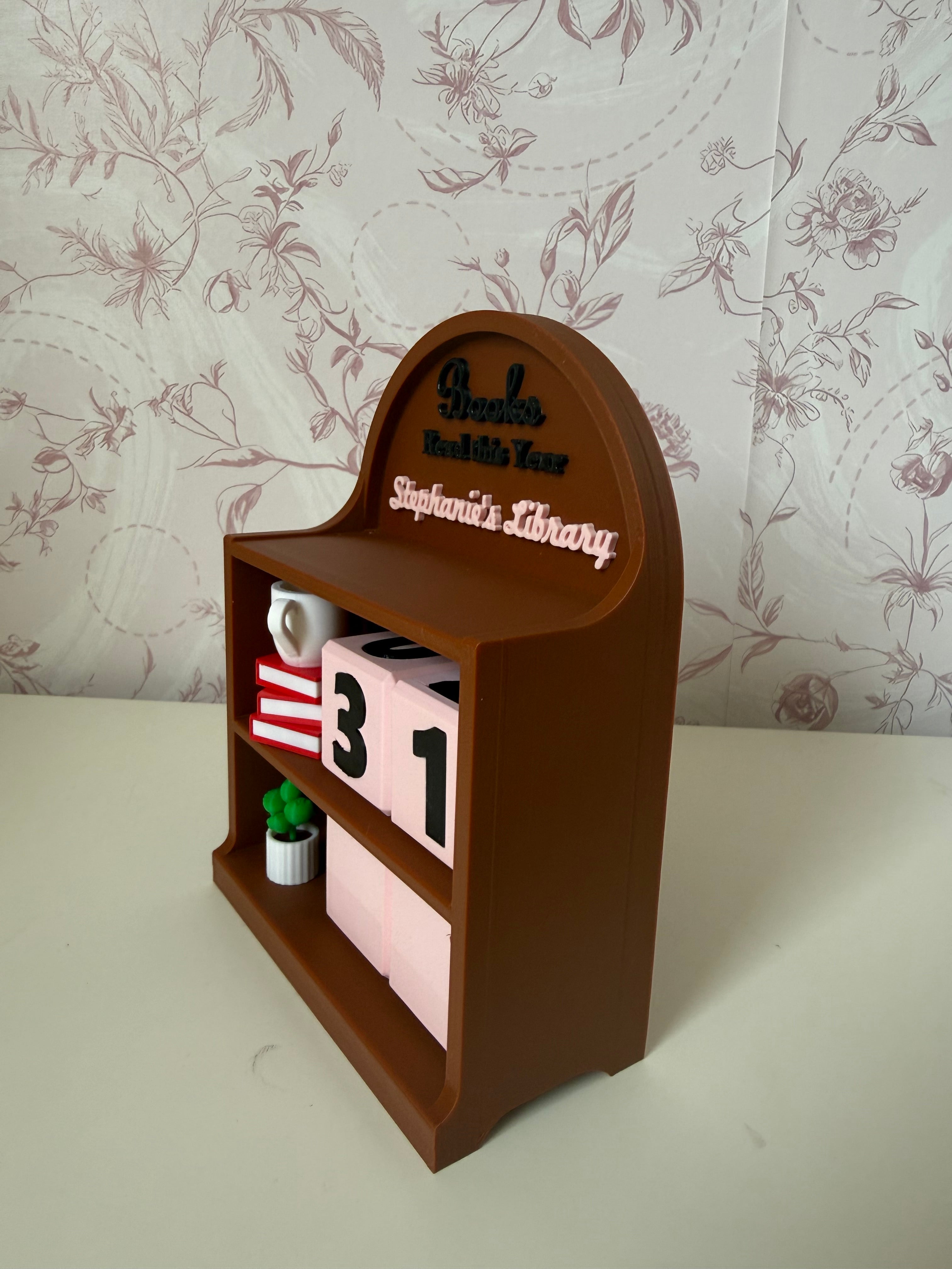 Personalized Book Counter Shelf | Reading Tracker | 3D Printed Nook Decor