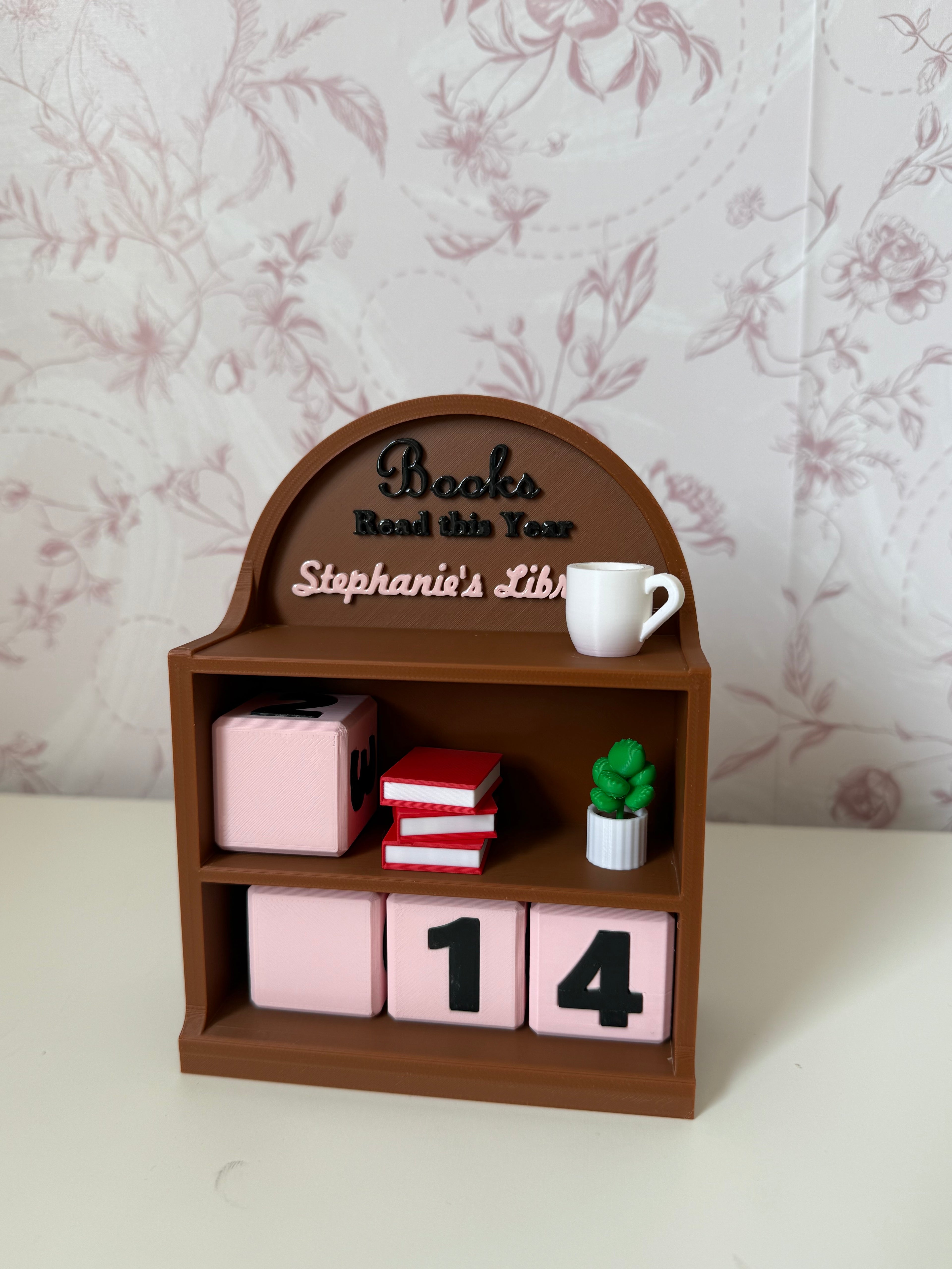 Personalized Book Counter Shelf | Reading Tracker | 3D Printed Nook Decor