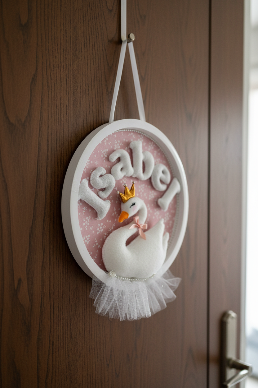 Swan Nursery Decor/ Door Sign - Personalized
