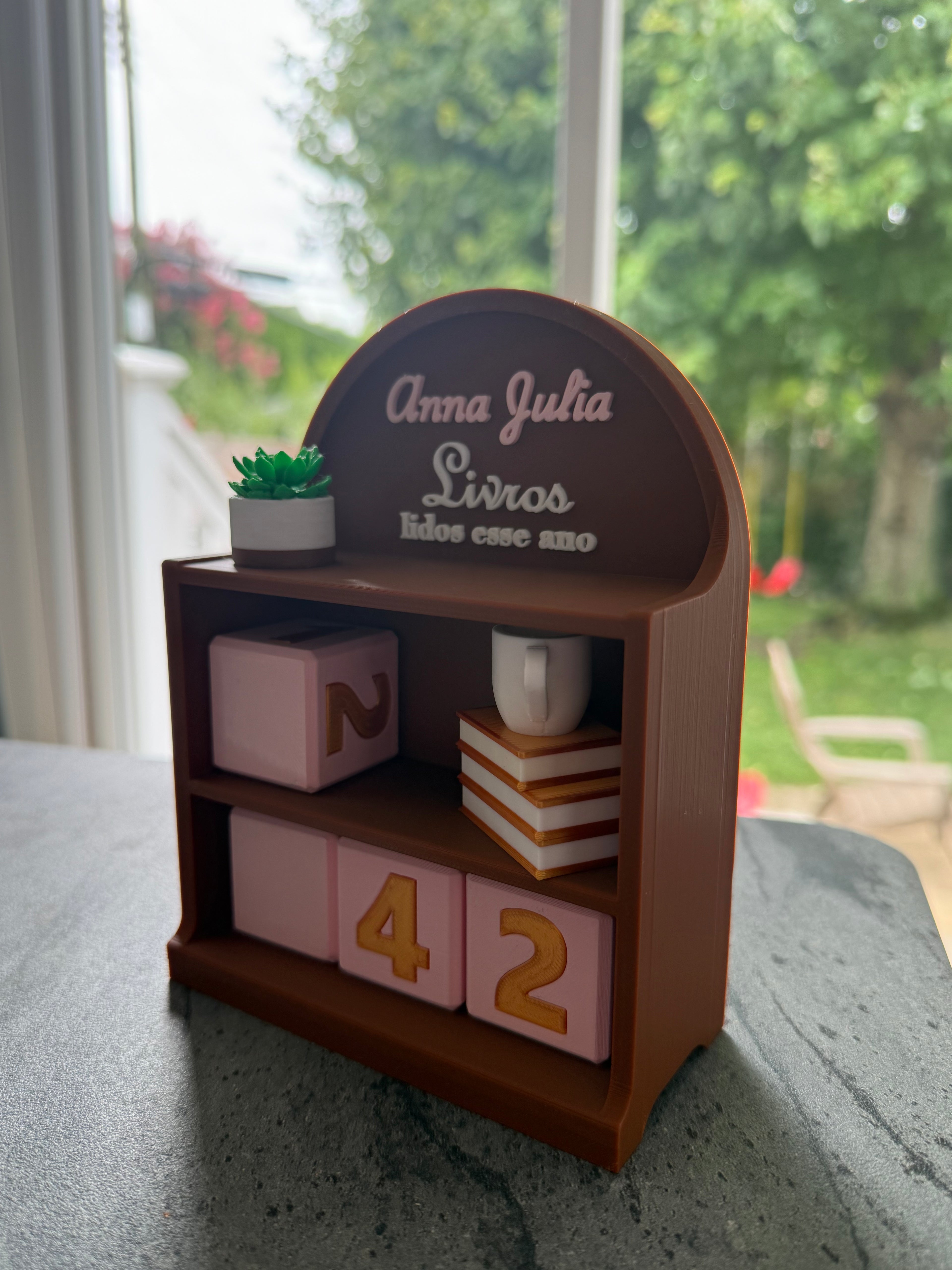 Personalized Book Counter Shelf | Reading Tracker | 3D Printed Nook Decor
